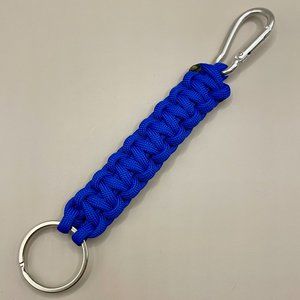 Bright Blue Paracord Keychain with Carabiner clip & keyring